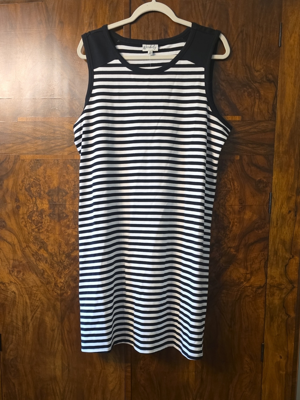 NWT Wonderly Black & White Striped Tank Dress